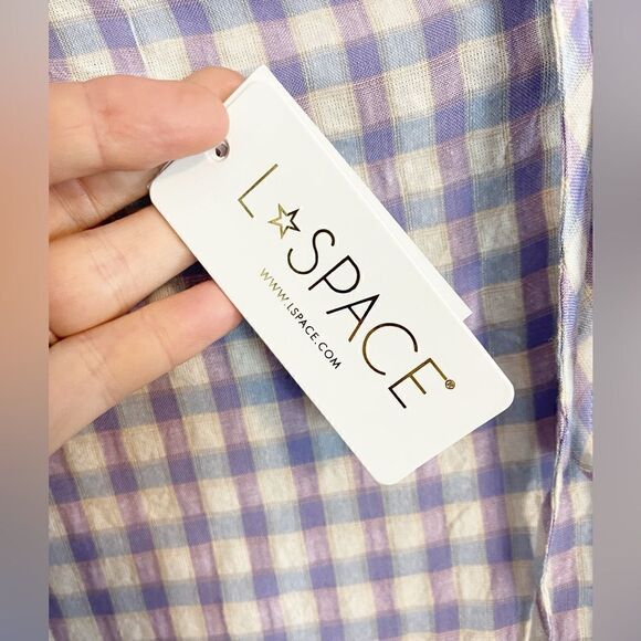 L*Space Striped Anza Wrap Skirt with lavender gingham. Small NWT - Picture 3 of 5